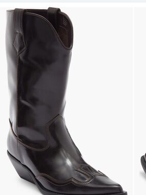 Abound Dark Brown Leather Western Ankle Booties